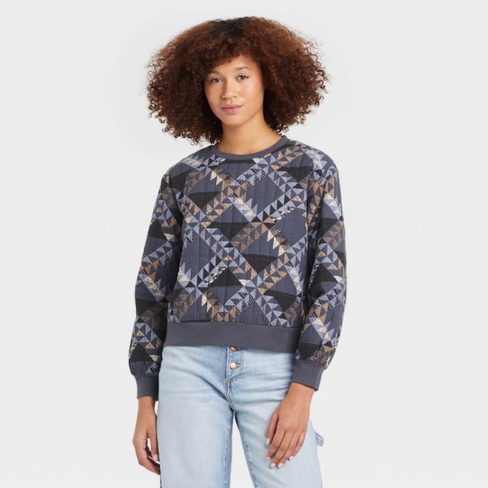 Quilted Pullover Sweatshirt